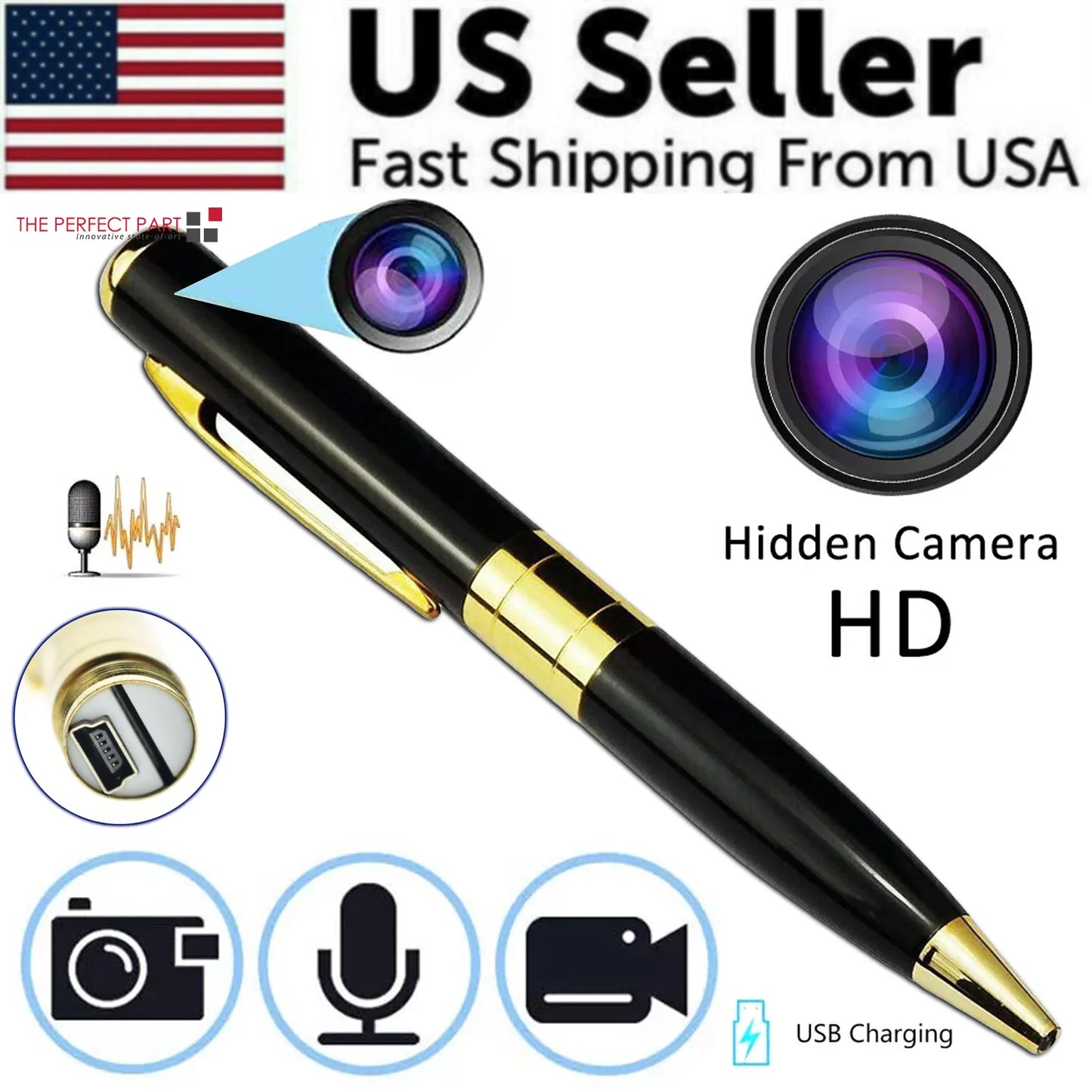 1080P HD Mini Pen Camera | Hidden Pocket Audio Video Recorder DVR - USA Security