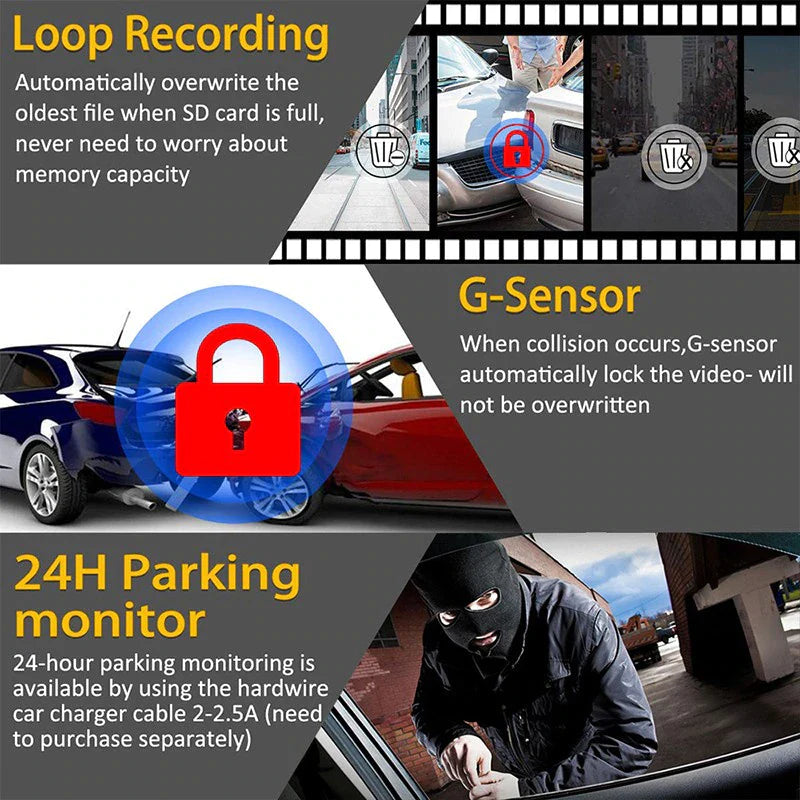 170° Wifi Dash Cam Recorder | HD 1080P Car DVR with G-Sensor for Vehicle Video